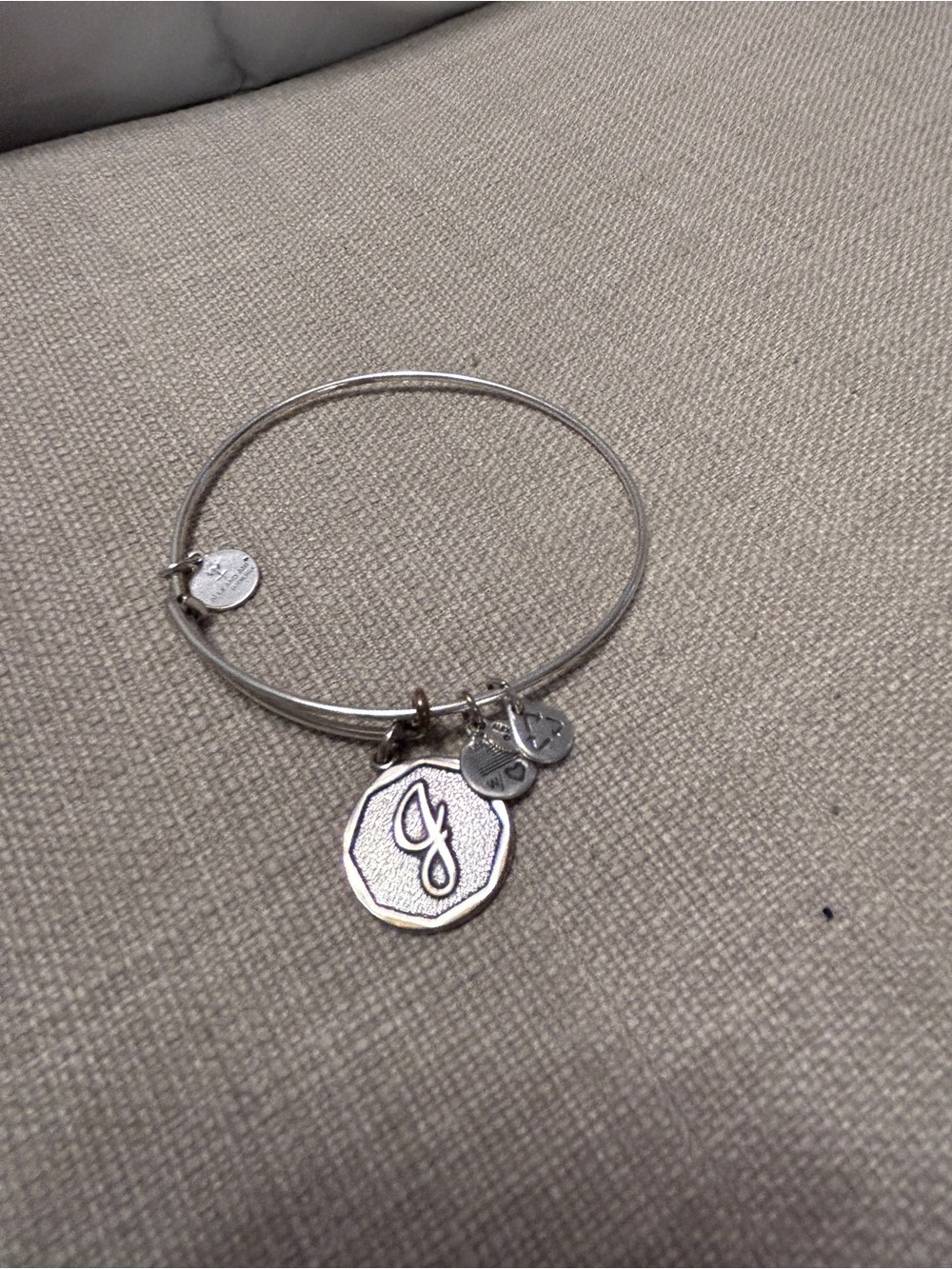 Alex and Ani Silver Initial J Charm Expandable Bracelet